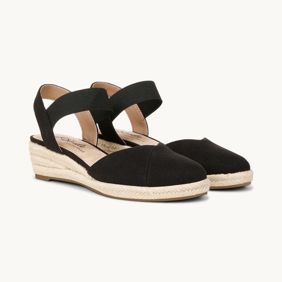 Life Stride Shoes - Life Stride Black Canvas Wedges